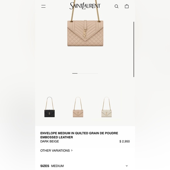 YSL MEDIUM ENVELOPE IN QUILTED GRAIN DE POUDRE LEATHER IN GREAT CONDITION. - Picture 9 of 9